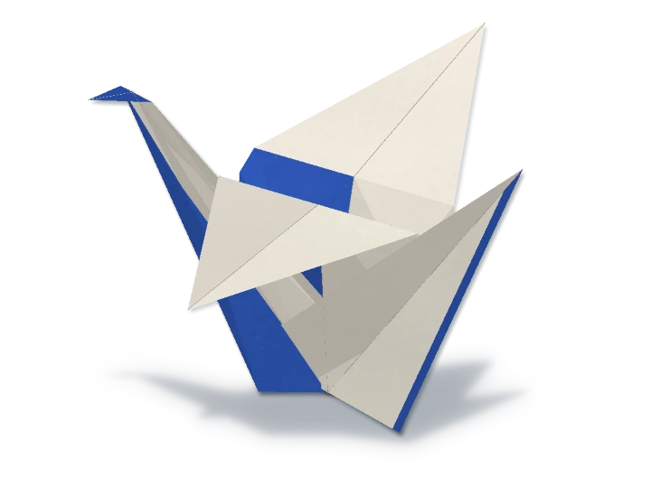 Paper crane, authored animated geometry